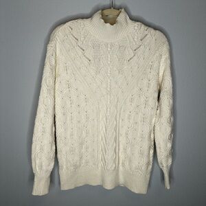 Talbots chunky cream sweater size small women’s granola sweater style